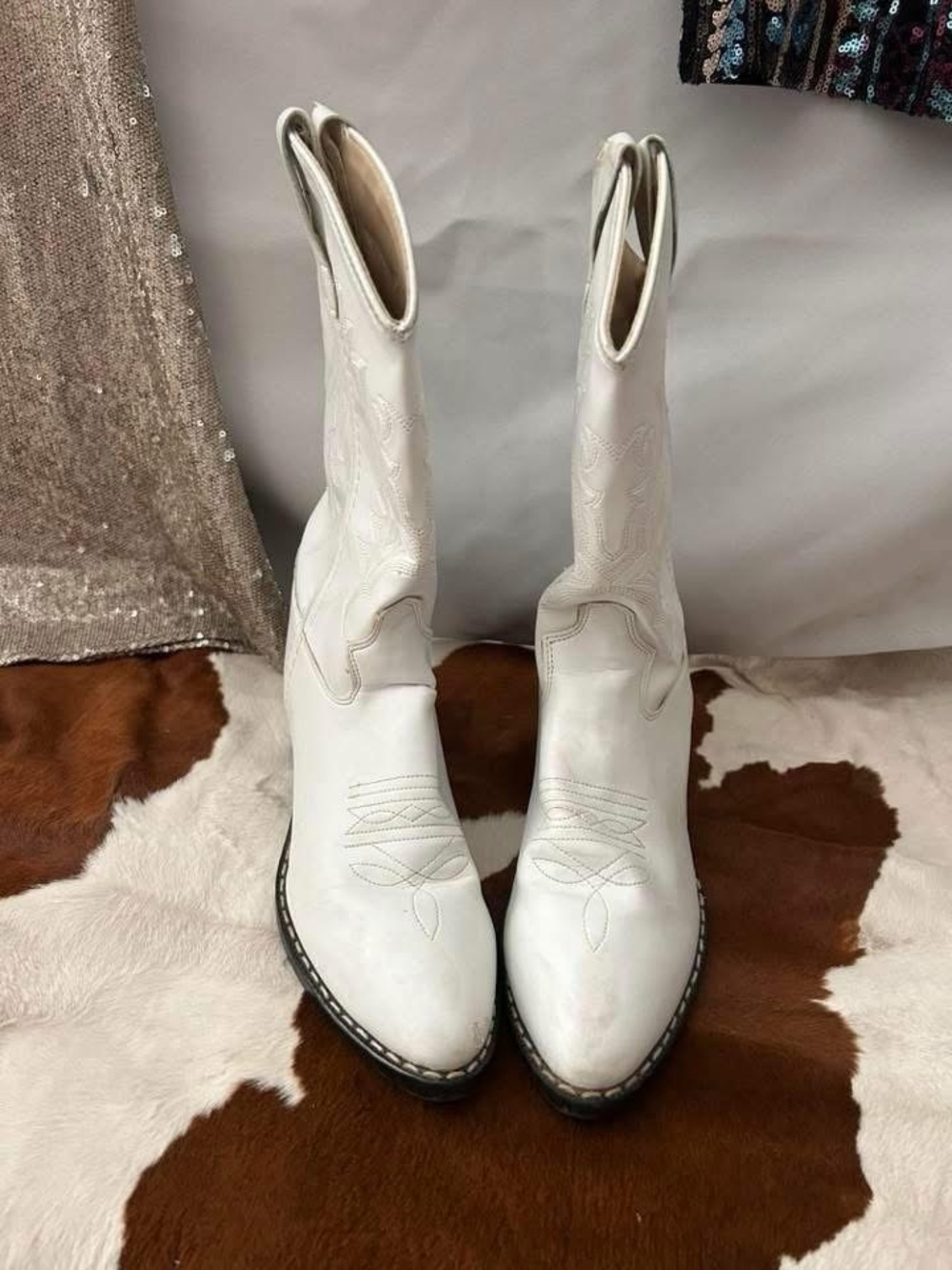 White Western Women's Leather Boots